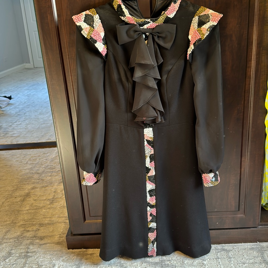 Black Long Sleeve Dress With Beading